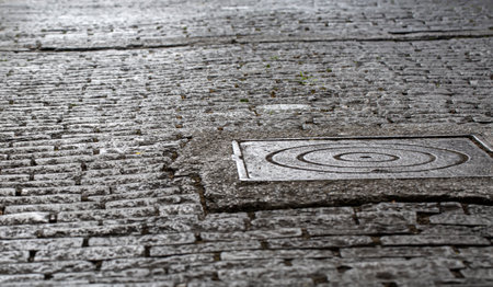 stone pavement in bright sunlight. Close upの写真素材