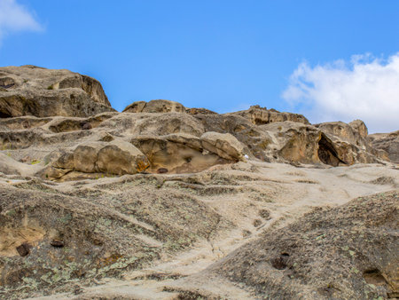 The Entrance to ancient house in cave town Uplistsikheの写真素材