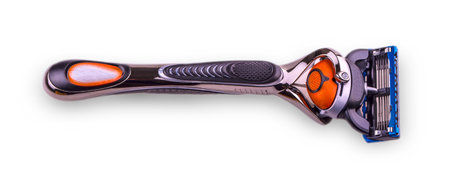 New colored Sensor shaving razor isolated on a white background