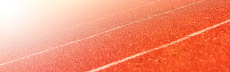Turn on the red racetrack at the stadium on sunlight