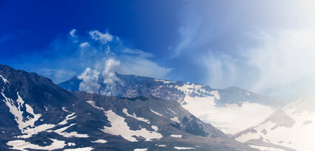 Panoramic view of the Mutnovsky volcano Kamchatka, Russia
