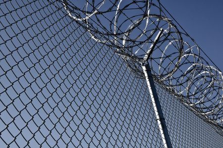 Security Fence used at a Prison Facilityの写真素材