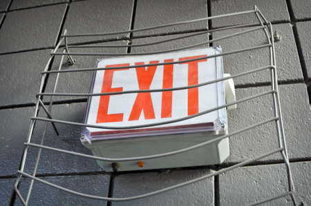 Scary Exit Sign in Creepy locationの写真素材