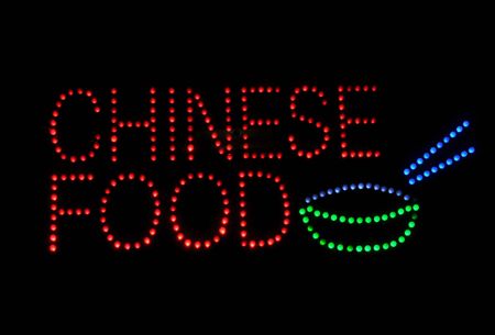 Chinese Food Take Out Neon Sign Light with Chop Sticks and Bowlの写真素材