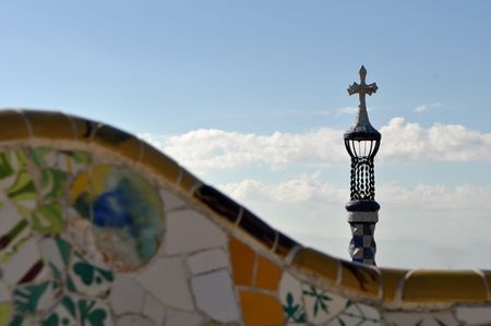 BARCELONA - July 24: Park Guell, a municipal garden designed by Antoni Gaudi. Built in 1900 - 1914. part of the UNESCO World Heritage Site のeditorial素材