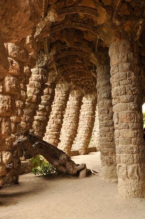 BARCELONA - JULY 24: Park Guell, a municipal garden designed by Antoni Gaudi July 24, 2010 in Barcelona. Built in 1900 - 1914. Part of the UNESCO World Heritage Site のeditorial素材