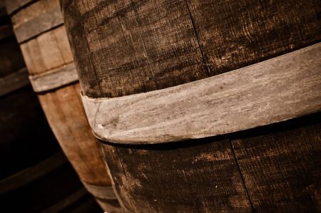 Wine Barrels in a Cellarの写真素材