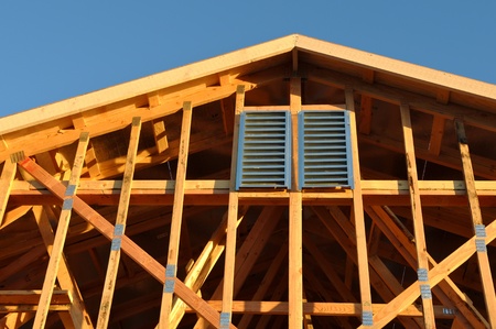 New Home Under Construction with Roof Close Up