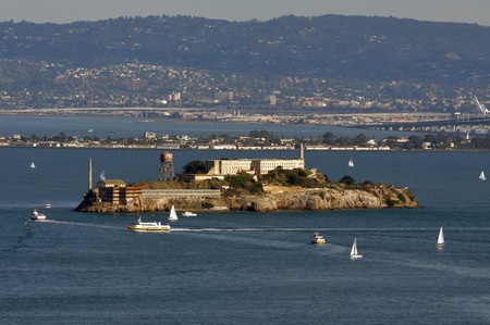 Alcatraz Prison in San Francisco Bayの写真素材