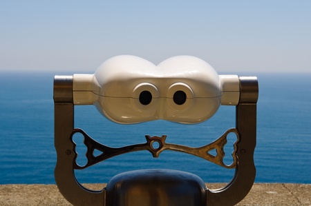 Viewfinder overlooking Oceanの写真素材