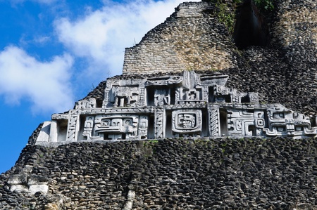 Xunantunich Belize Mayan Temple Close Up of Friezeの写真素材