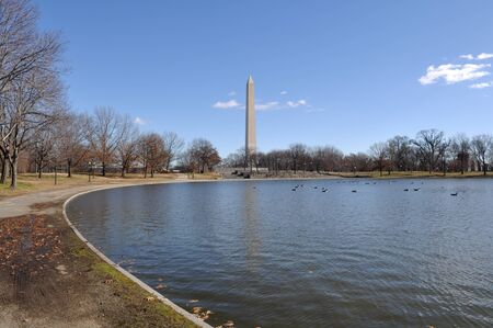 Washington Monument in the Winterの写真素材