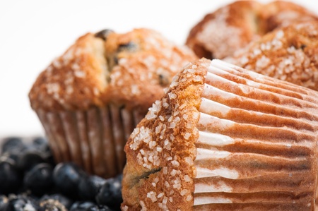 Blueberry Muffin on White Backgroundの写真素材