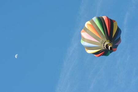 Hot Air Balloon with the Moon at the 2012 Reno Great Raceの写真素材