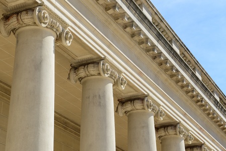 Stone Support Pillars with Blue Sky Backgroundの写真素材