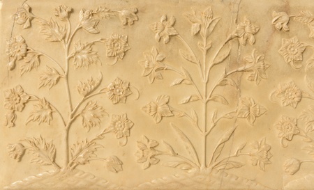 Flowers Carved into the Taj Mahalの写真素材