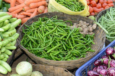 Vegetables sold on the street in Indiaの写真素材
