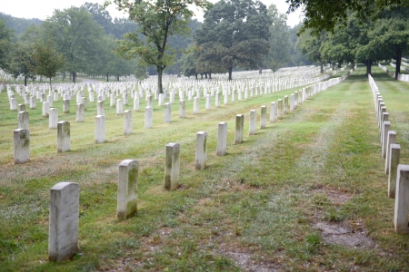 WASHINGTON DC - AUGUST 2012: Gravestones on Arlington National Cemetery August 19, 2012 in Washington DC, USA. Veterans from each of the nation's wars are interred in the cemetery.のeditorial素材