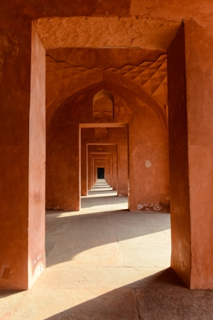 Red Hallway at the Taj Mahalの写真素材