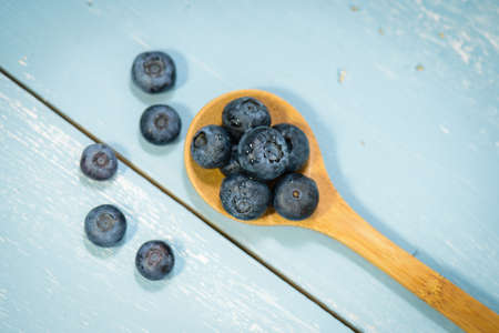 Blueberries on a Spoonの写真素材