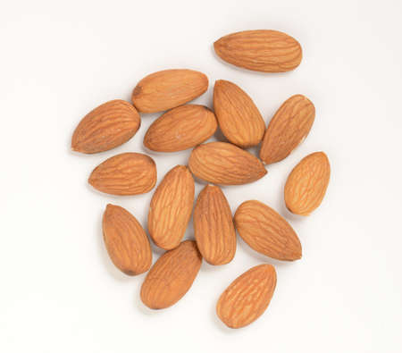 Almonds on White Backgroundの写真素材