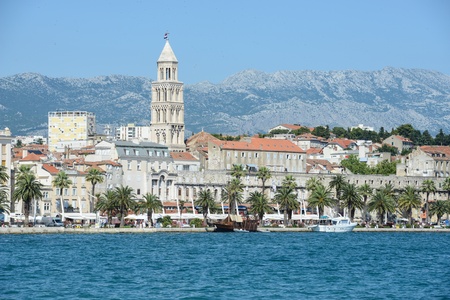 City of Split in Croatia with Birds Flying in the Skyの写真素材