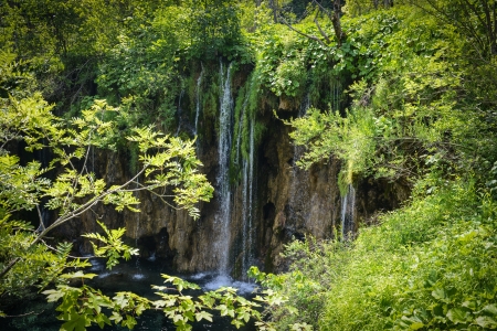 waterfall in croatiaの写真素材
