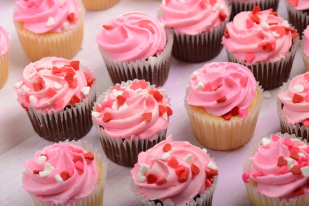 Pink Valentine's Day Cupcakesの写真素材