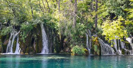 Waterfalls in Plitvice National Park in Croatiaの写真素材