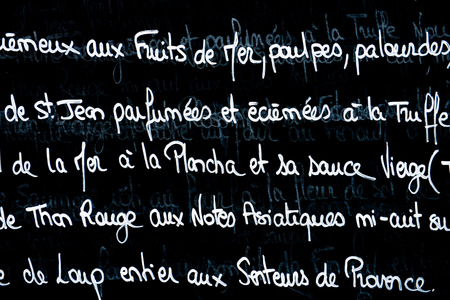 French Menu on a Chalk Boardの写真素材