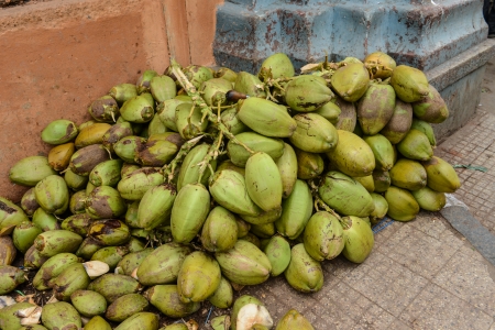 Raw Coconuts on the Street for Saleの写真素材