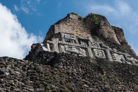 Xunantunich Belize Mayan Temple Close Up of Friezeの写真素材