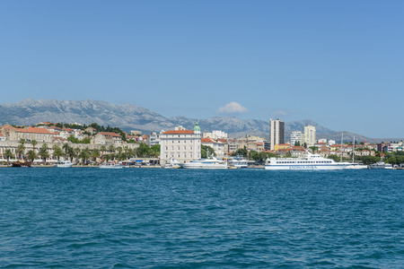 SPLIT, CROATIA - JULY 01: Jadrolinija ferries are docked in Split harbour on July 01, 2013 in Split, Croatia. Jadrolinija is Croatia's largest ferry operator.のeditorial素材