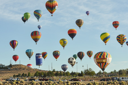 RENO, NEVADA USA - SEPTEMBER 08: The Great Reno Balloon Race on September 08 2012, in Reno Nevada. It is the largest free hot air ballooning event in the nation.のeditorial素材