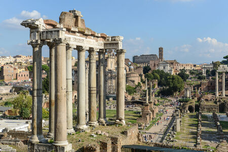 ROME - OCT 19: Roman Forum on October 19, 2014 in Rome, Italy. The Roman Forum is an important monument of antiquity and is one of the main tourist attractions of Rome.のeditorial素材