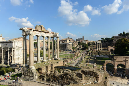 ROME - OCT 19: Roman Forum on October 19, 2014 in Rome, Italy. The Roman Forum is an important monument of antiquity and is one of the main tourist attractions of Rome.のeditorial素材