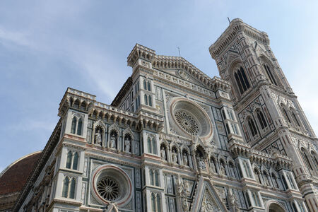 The Basilica di Santa Maria del Fiore and Giotto's Campanile - famous landmarks of Florence in Italyのeditorial素材
