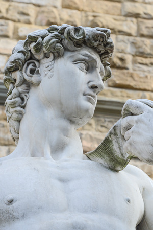 The statue of David by Michelangelo on the Piazza della Signoria in Florence, Italyのeditorial素材