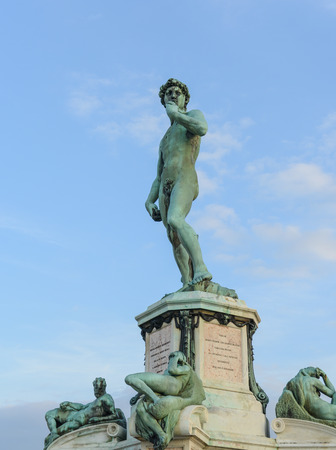 Statue David on Piazzale Michelangelo in Florence Italyのeditorial素材