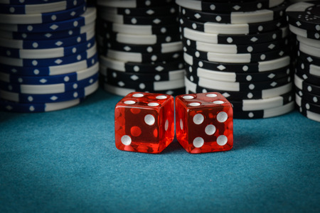 Red Dice and Playing Chipsの写真素材