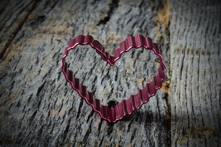 Heart on Vintage Wood Background for Valentine's Dayの写真素材