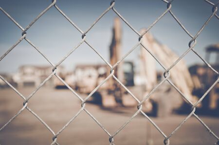excavator in vintage film styleの写真素材