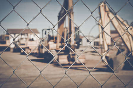 excavator in vintage film styleの写真素材