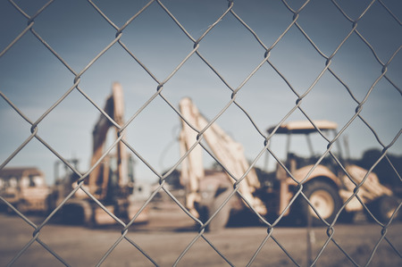 excavator in vintage film styleの写真素材