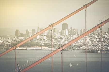 San Francisco Golden Gate Bridge Retro Film Styleの写真素材