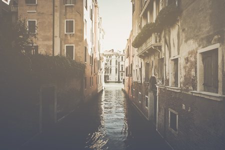 canal in venice italy applying retro  style filterの写真素材