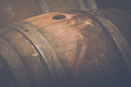 Wine Barrel outside in Retro Styleの写真素材