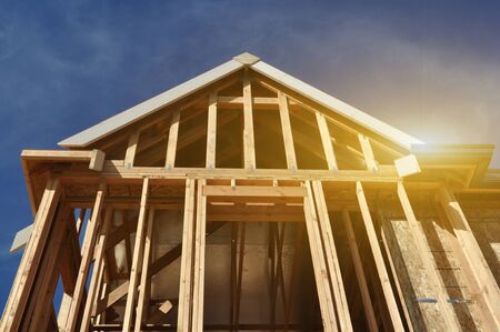 Home Under Construction with Sunlight