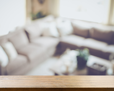 Blurred Modern Living Room with Retro Style Filterの写真素材