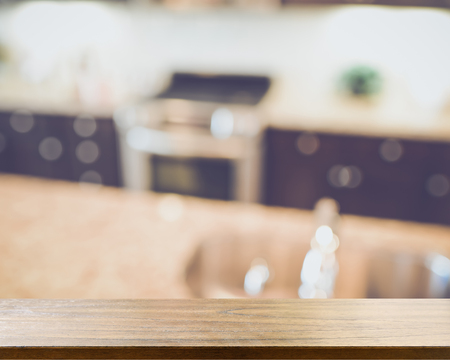 Blurred Modern Kitchen with Retro Style Filterの写真素材